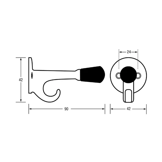 102 Coat Hook in Satin Chrome Plate - Image 2