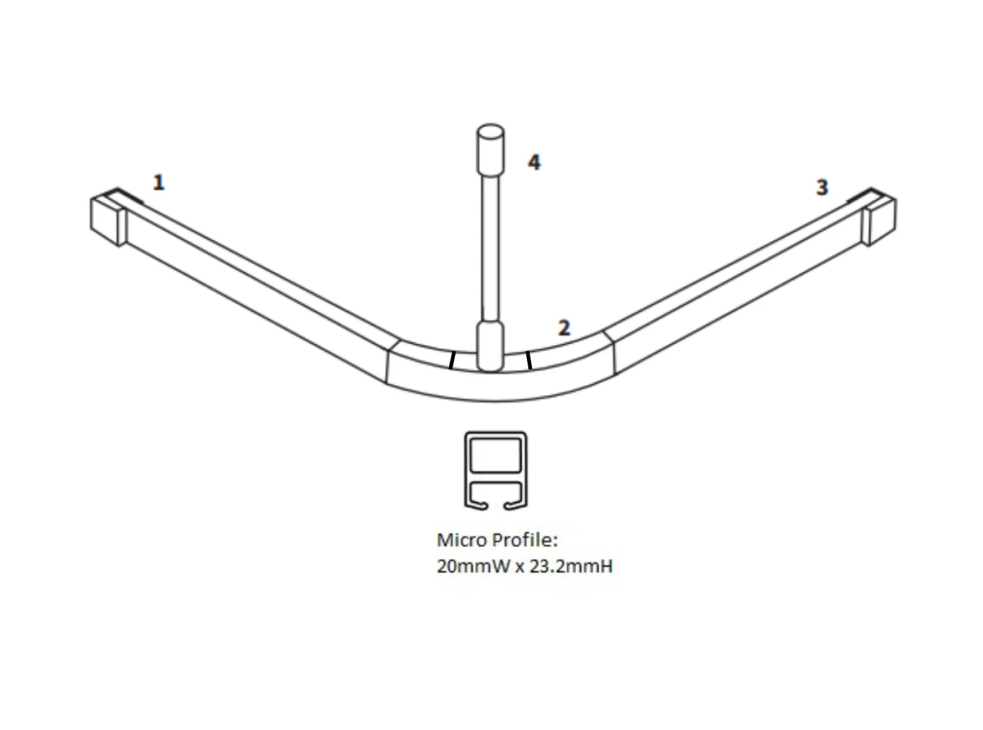 1600mm x 1600mm Modular L Bend Shower Curtain Track System - Image 2