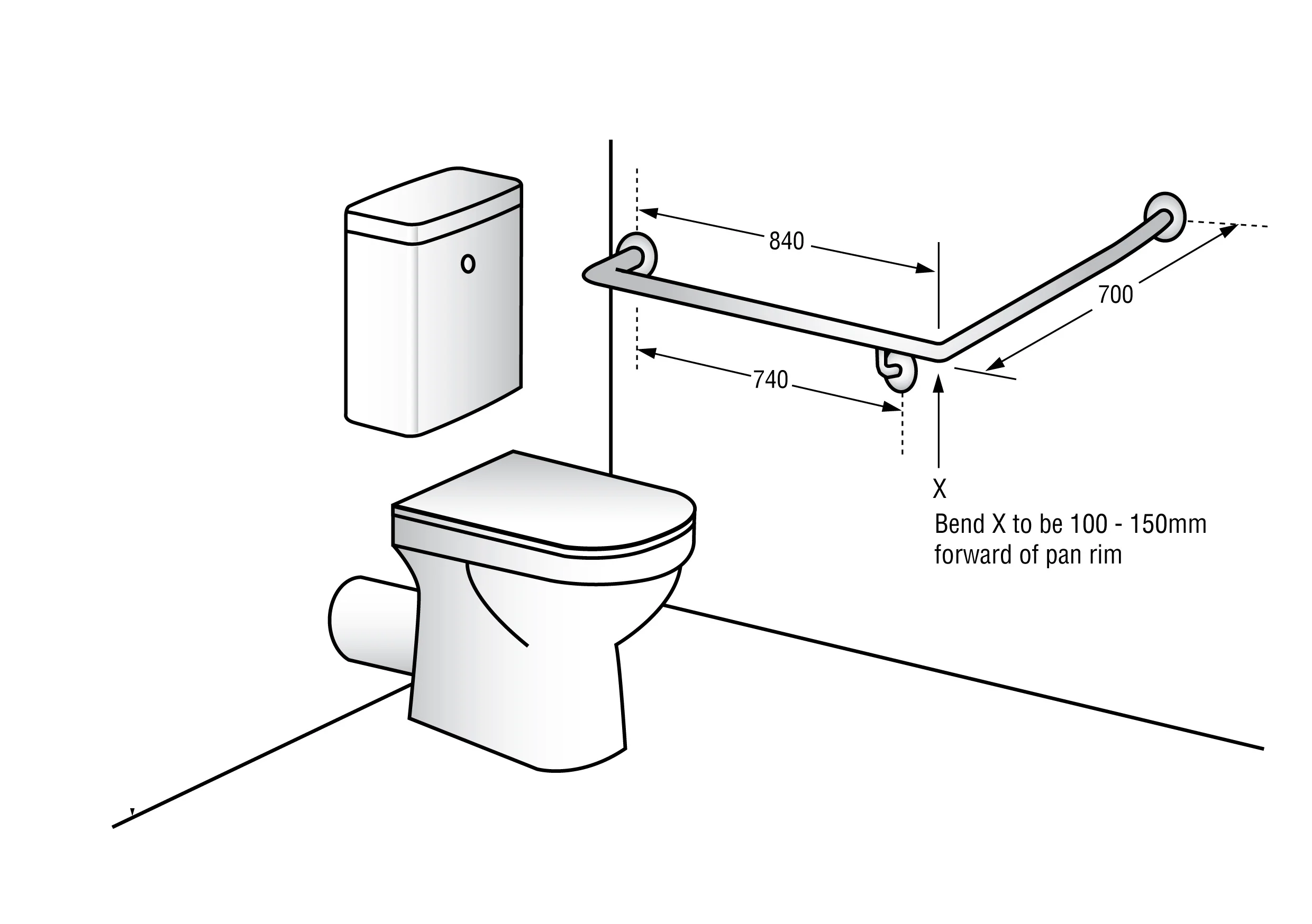 30° Flush Mount Side Wall 840x700mm LH - Image 2