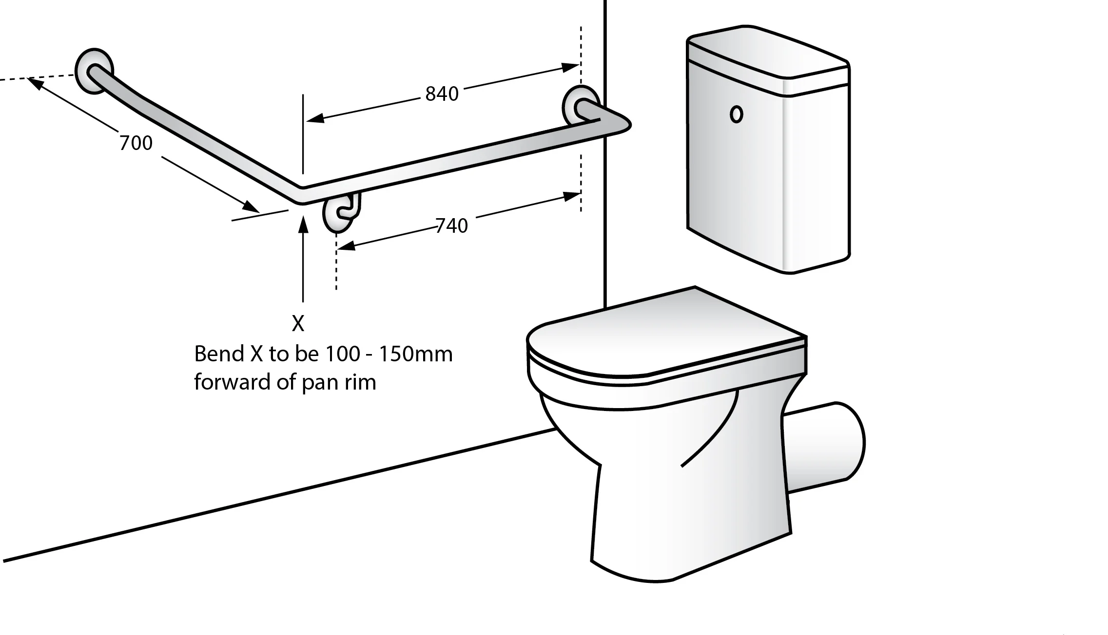 30° Flush Mount Side Wall 840x700mm RH - Image 2
