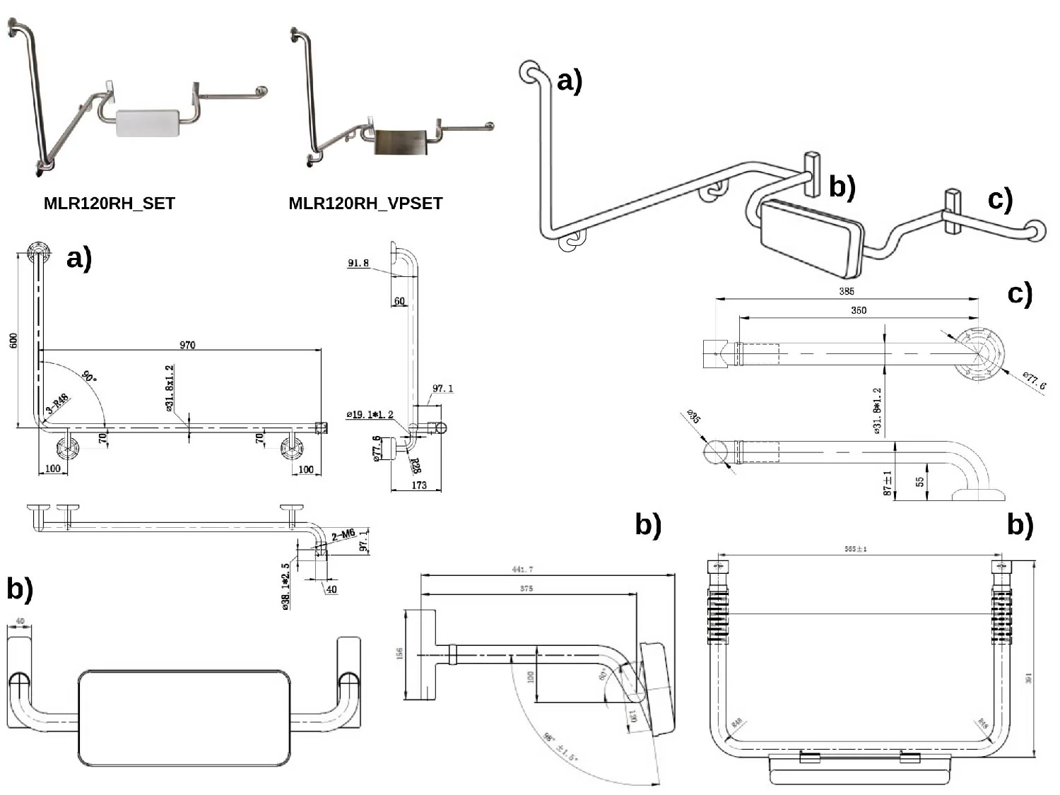 40° Grab Rail & Backrest Set LH - Image 3