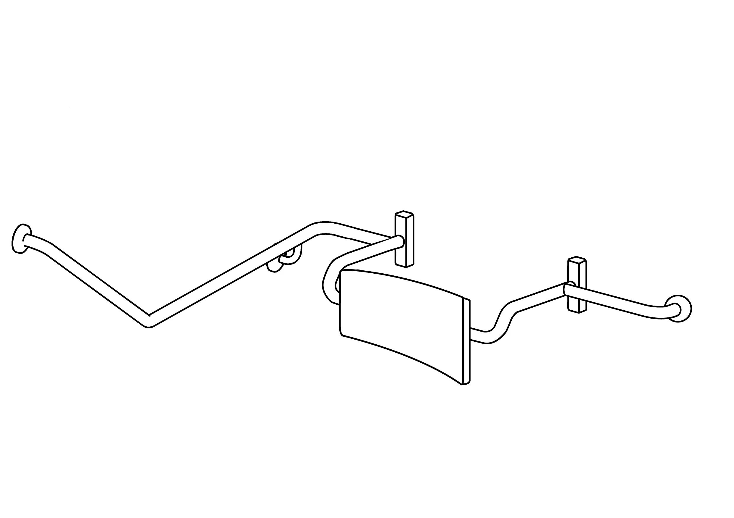 40° Grab Rail & Vandal Proof Backrest Set RH - Image 2