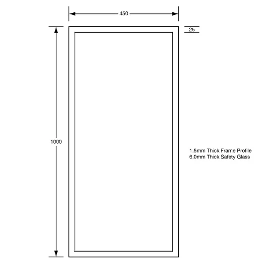 450mmW x 1000mmH Framed Mirror in Satin Stainless Steel - Image 3
