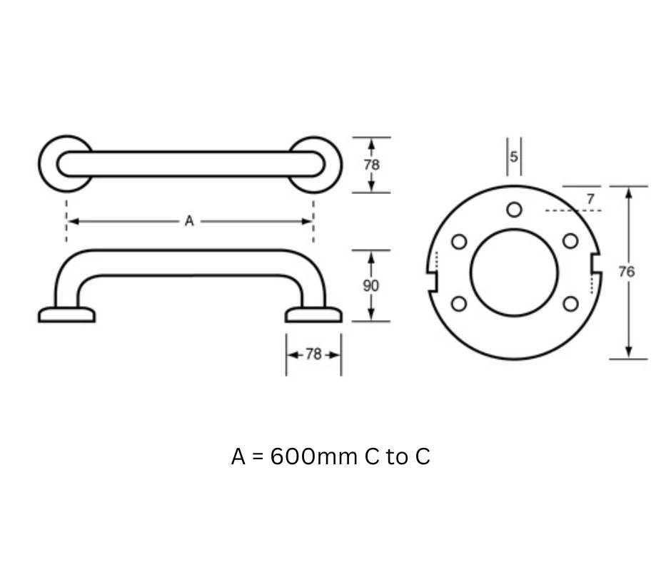600mm Straight Grab Rail - Image 2