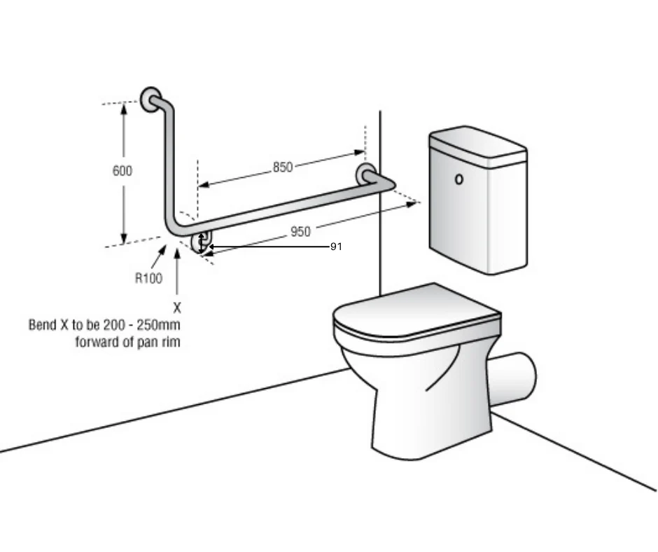 90° Flush Mount Side Wall 950x600mm RH in Designer Black - Image 2