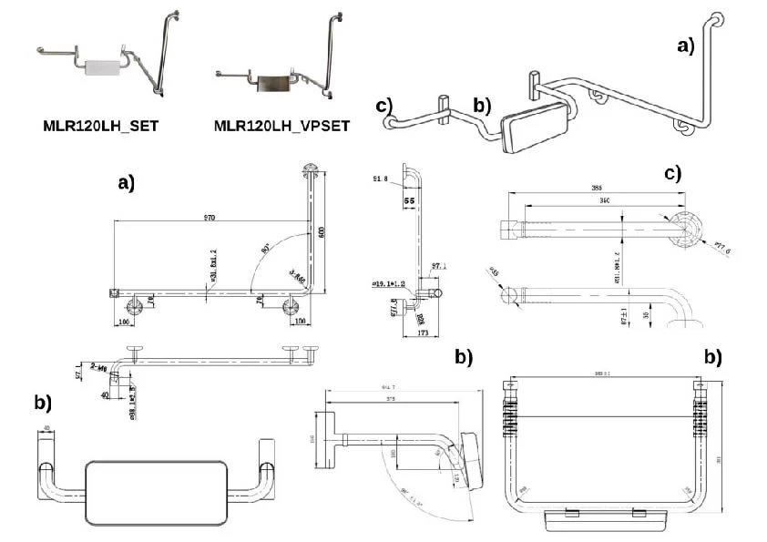 90° Grab Rail & Backrest LH Set - Image 3