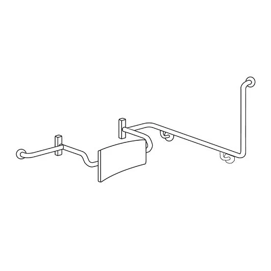 90° Grab Rail & Vandal Proof Backrest Set LH - Image 2