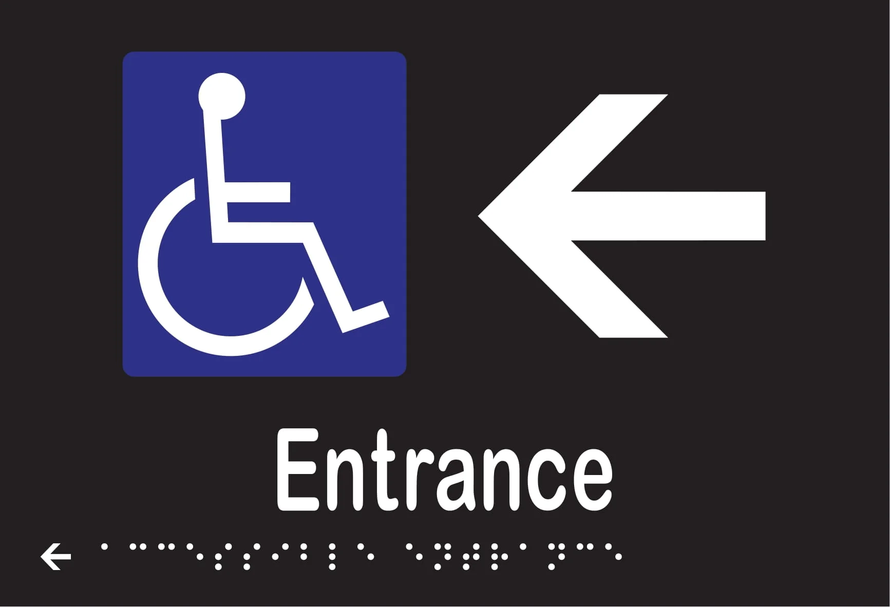 Accessible Entrance & Left Arrow Braille 220mmW x 150mmH - Image 2