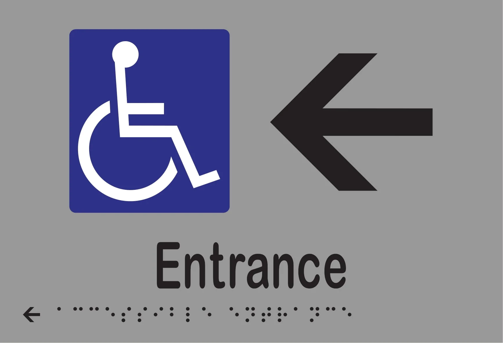 Accessible Entrance & Left Arrow Braille 220mmW x 150mmH - Image 3