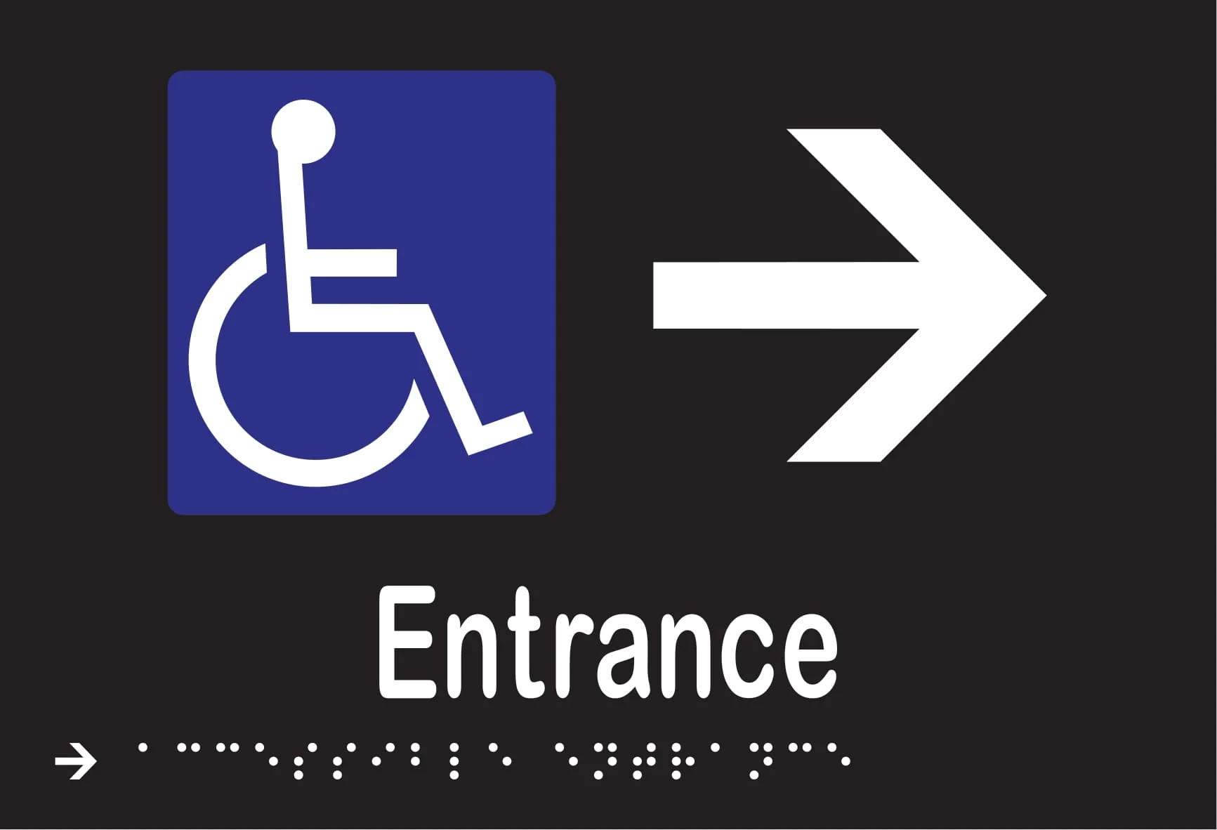 Accessible Entrance & Right Arrow Braille 220mmW x 150mmH - Image 2