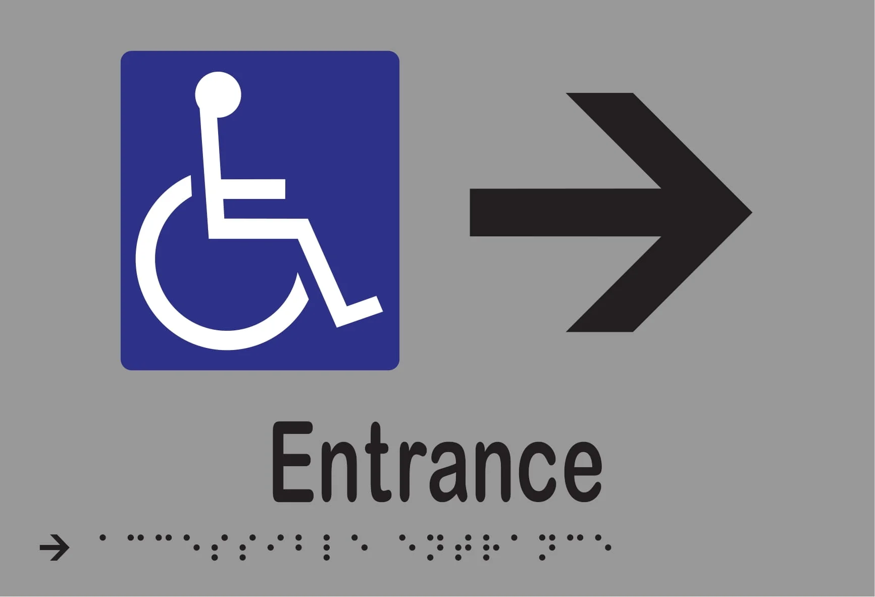 Accessible Entrance & Right Arrow Braille 220mmW x 150mmH - Image 3