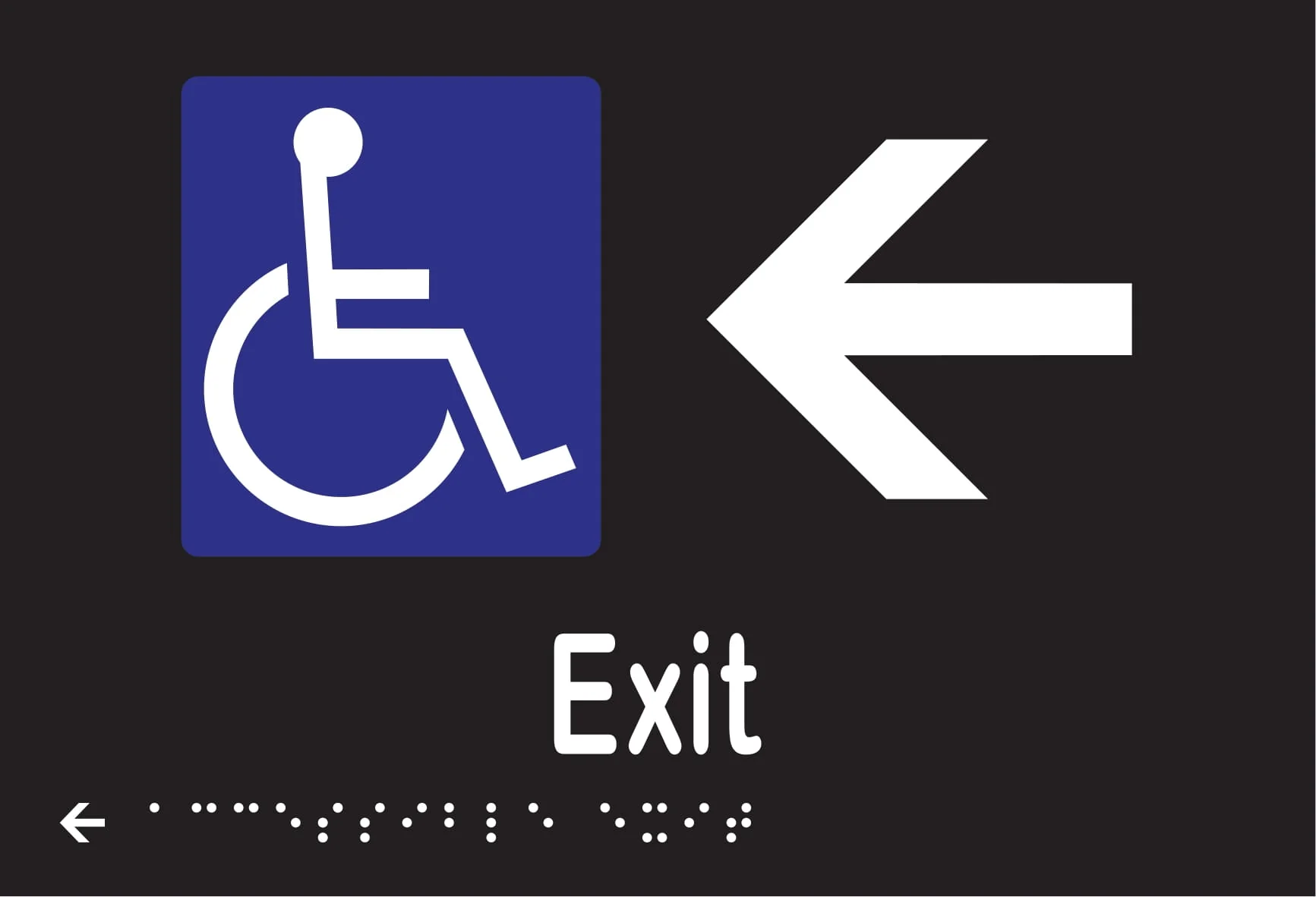Accessible Exit & Left Arrow Braille 220mmW x 150mmH - Image 2