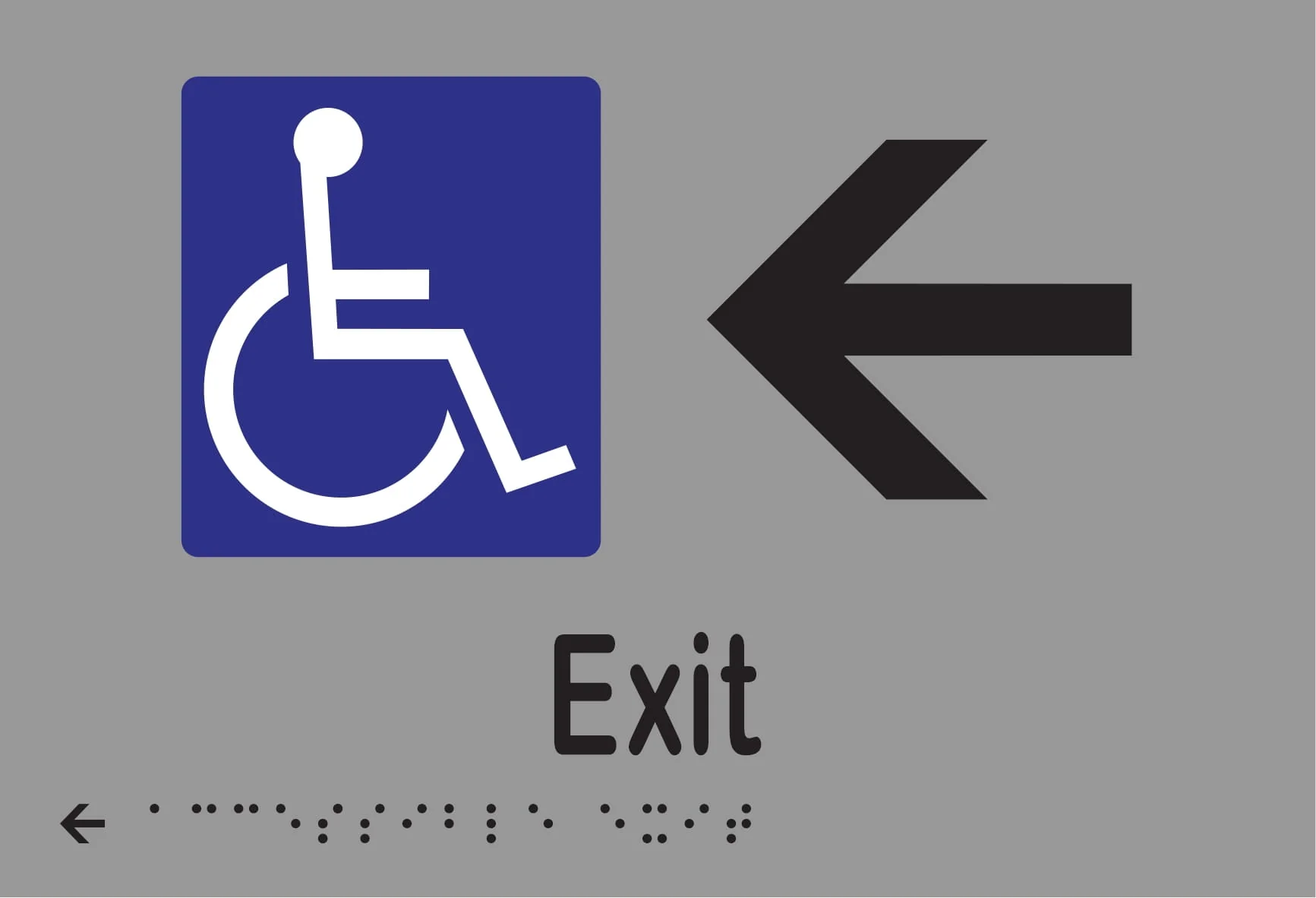 Accessible Exit & Left Arrow Braille 220mmW x 150mmH - Image 3