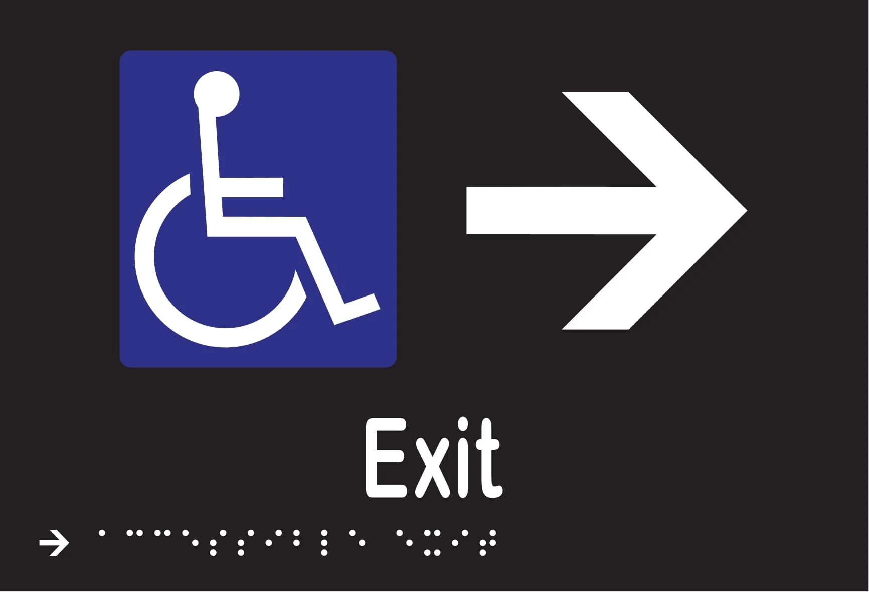 Accessible Exit & Right Arrow Braille 220mmW x 150mmH - Image 2