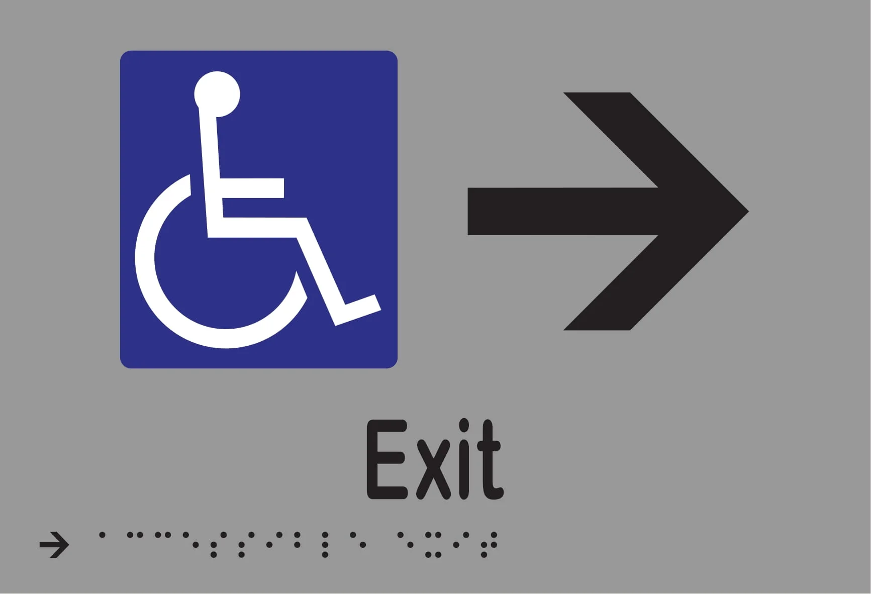 Accessible Exit & Right Arrow Braille 220mmW x 150mmH - Image 3
