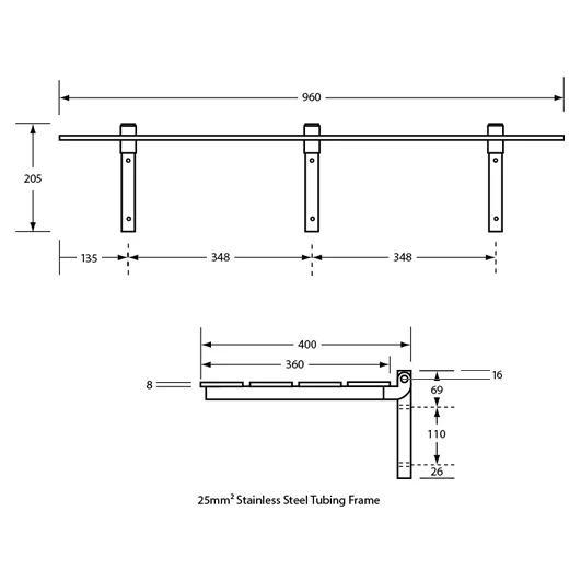 Accessible Folding Shower Seat in Compact Laminate - Image 2