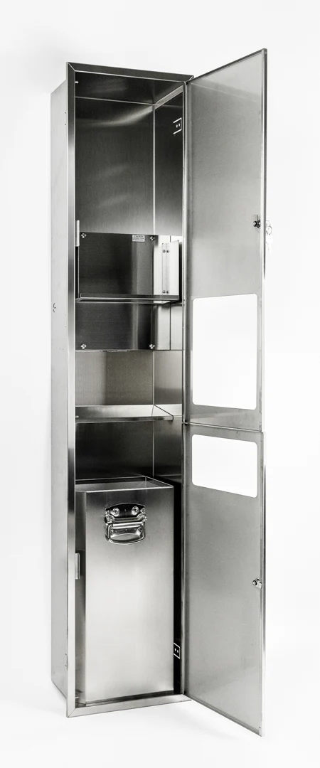 Accessible Paper Towel Dispenser, Hand Dryer & Waste Receptacle - Recessed in Satin Stainless Steel - Image 2