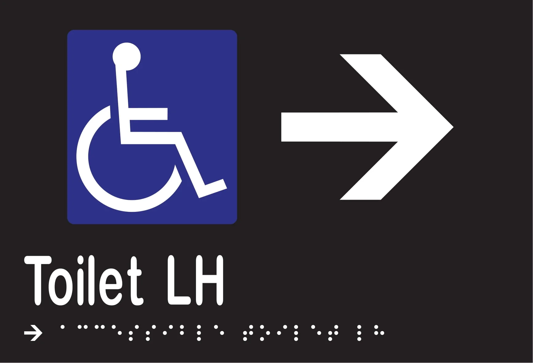 Accessible Toilet LH & Right Arrow Braille 220mmW x 150mmH - Image 2