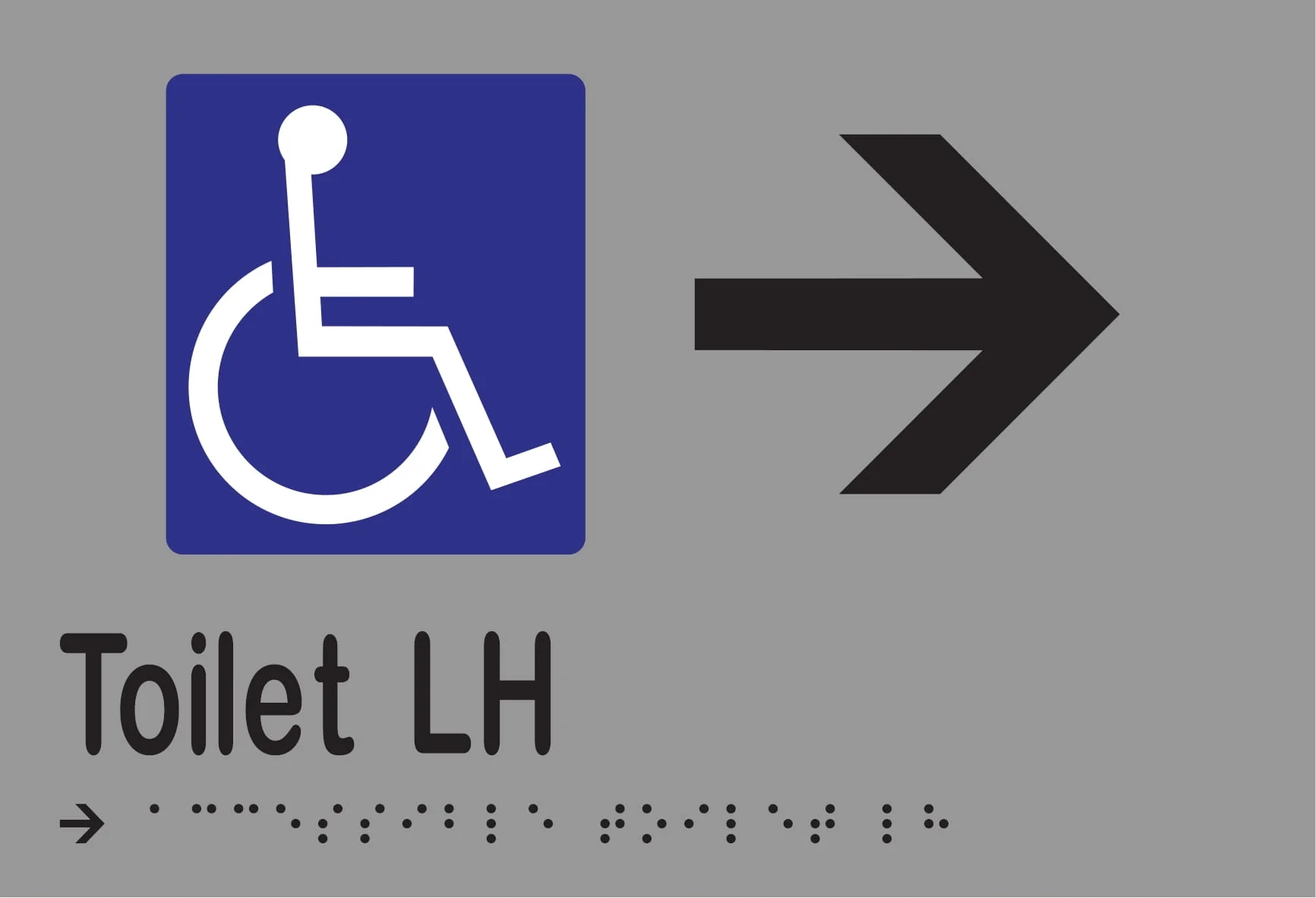 Accessible Toilet LH & Right Arrow Braille 220mmW x 150mmH - Image 3
