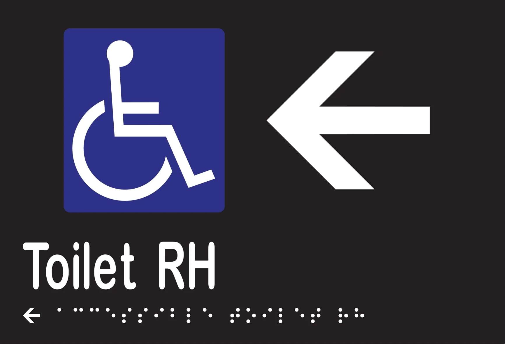 Accessible Toilet RH & Left Arrow Braille 220mmW x 150mmH - Image 2