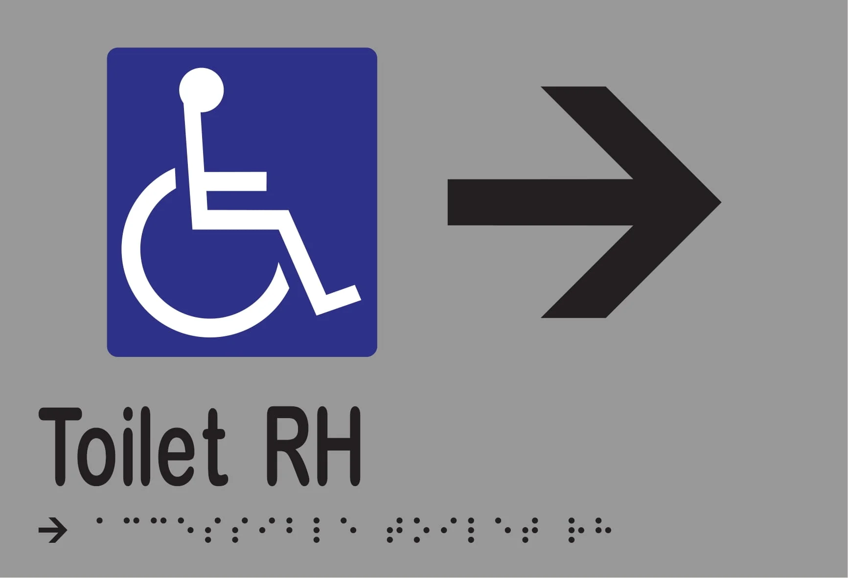 Accessible Toilet RH & Right Arrow Braille 220mmW x 150mmH - Image 3