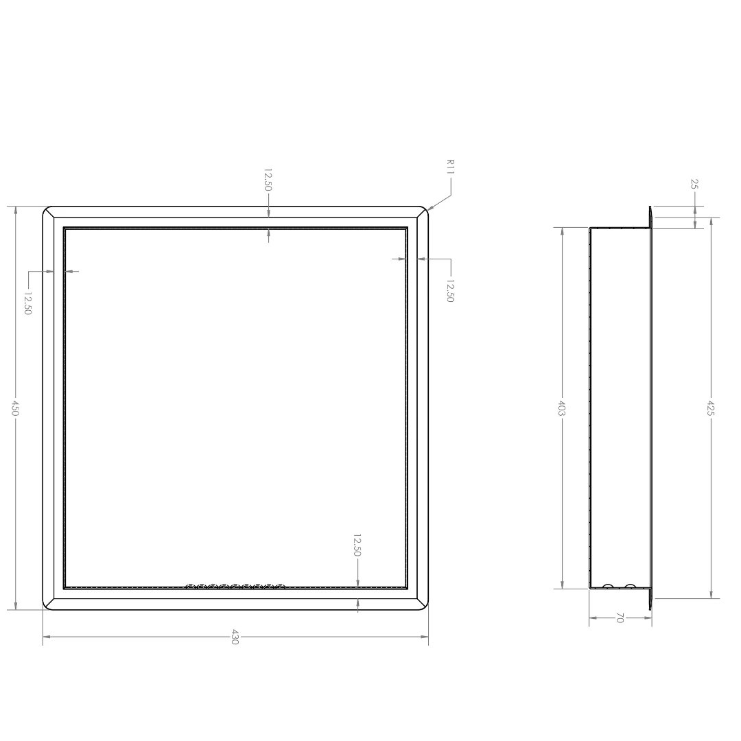 Anti-Ligature Large Recessed Soap and Shampoo Holder in Satin Stainless Steel - Image 2