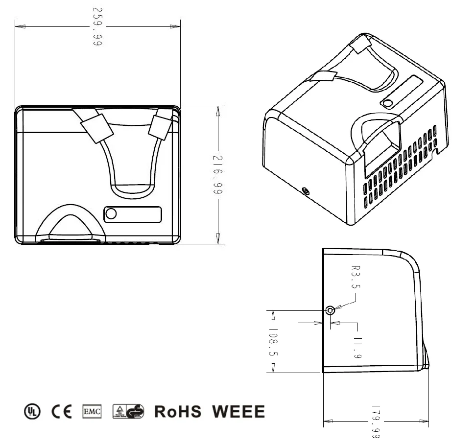 Automatic Operation ABS Hand Dryer in White - Image 3