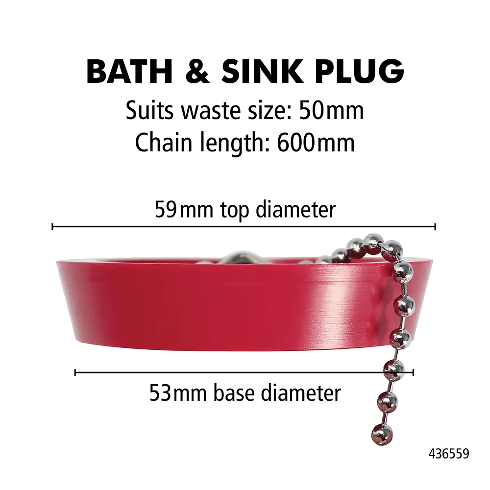 Bath & Sink Plug 50mm – With 600mm Chain - Image 3
