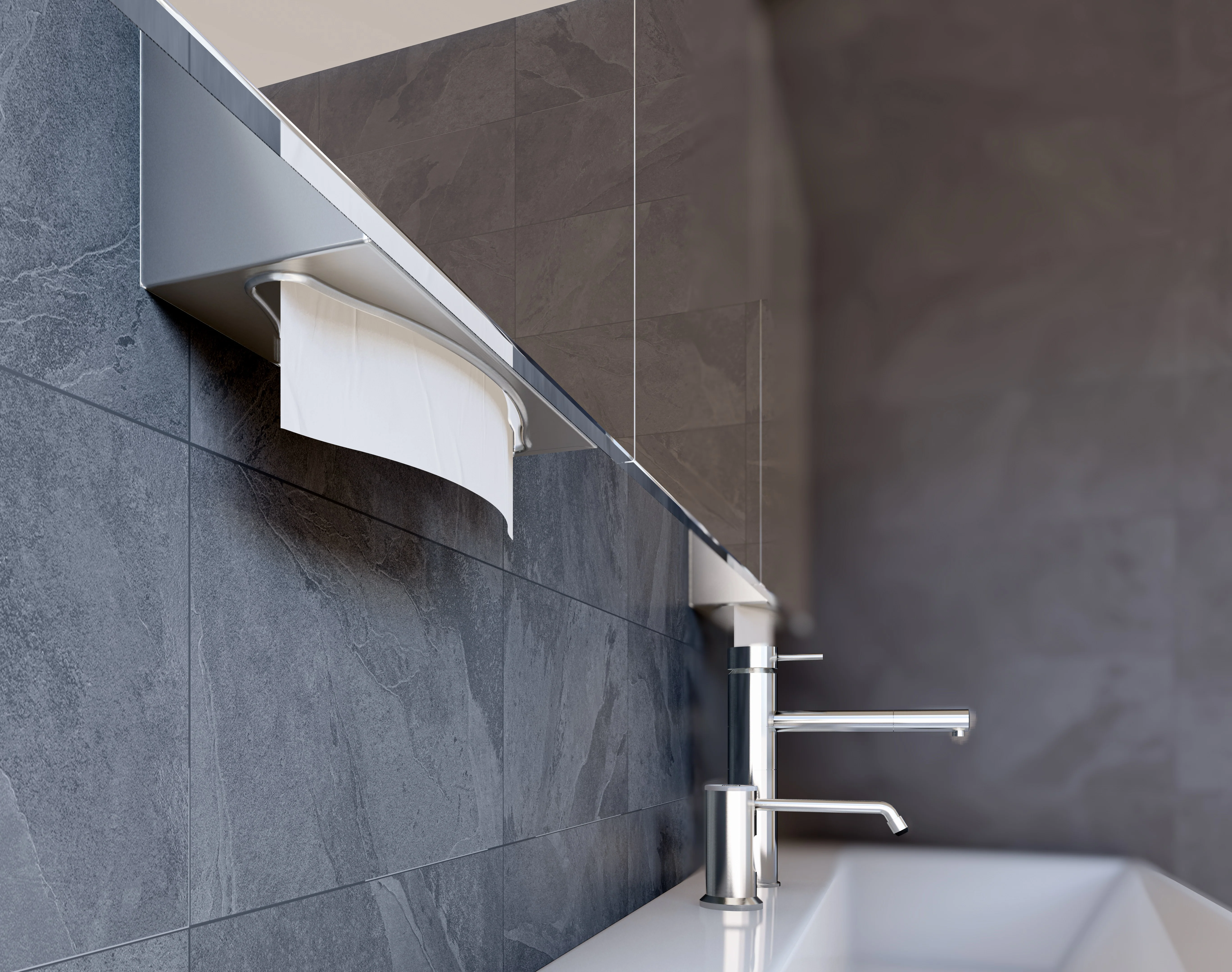 Behind the mirror/door Paper Towel Dispenser in Satin Stainless Steel - Image 3