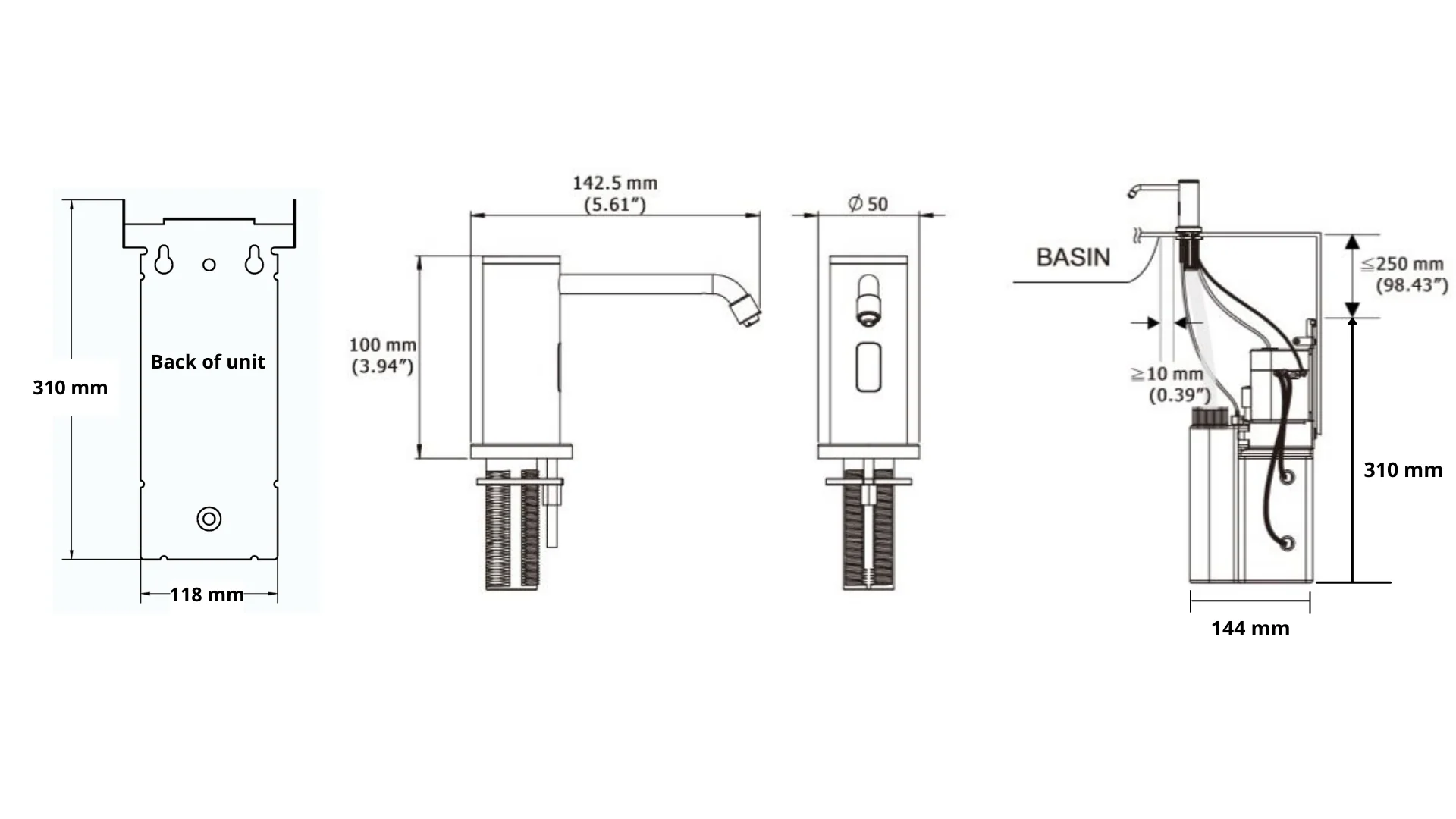 Bench Mounted Auto Foam Soap Dispenser in Polished Stainless Steel - Image 2