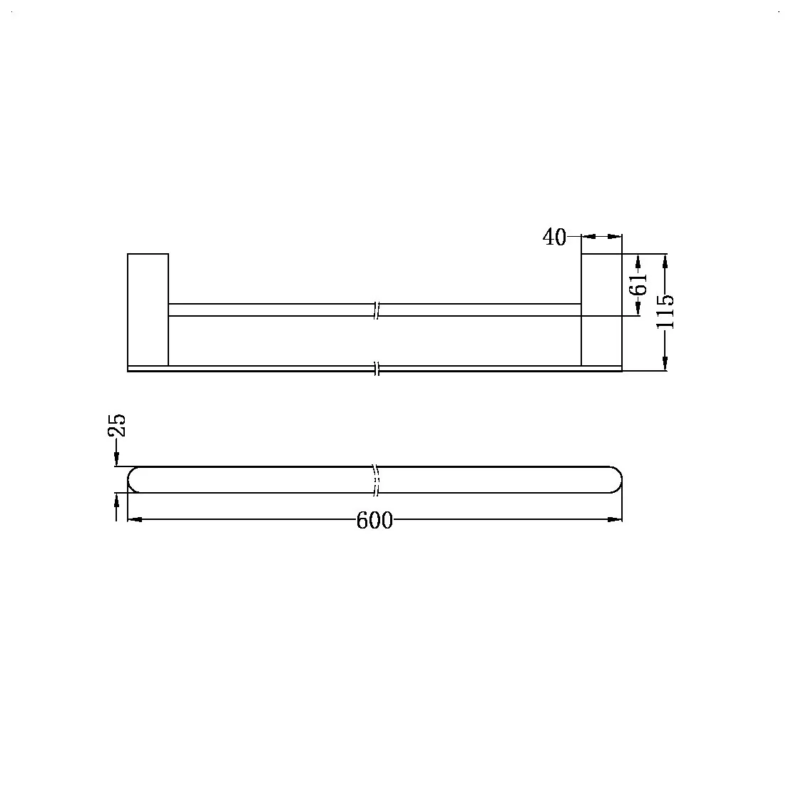 Bianca Double Towel Rack 600mm - Image 6