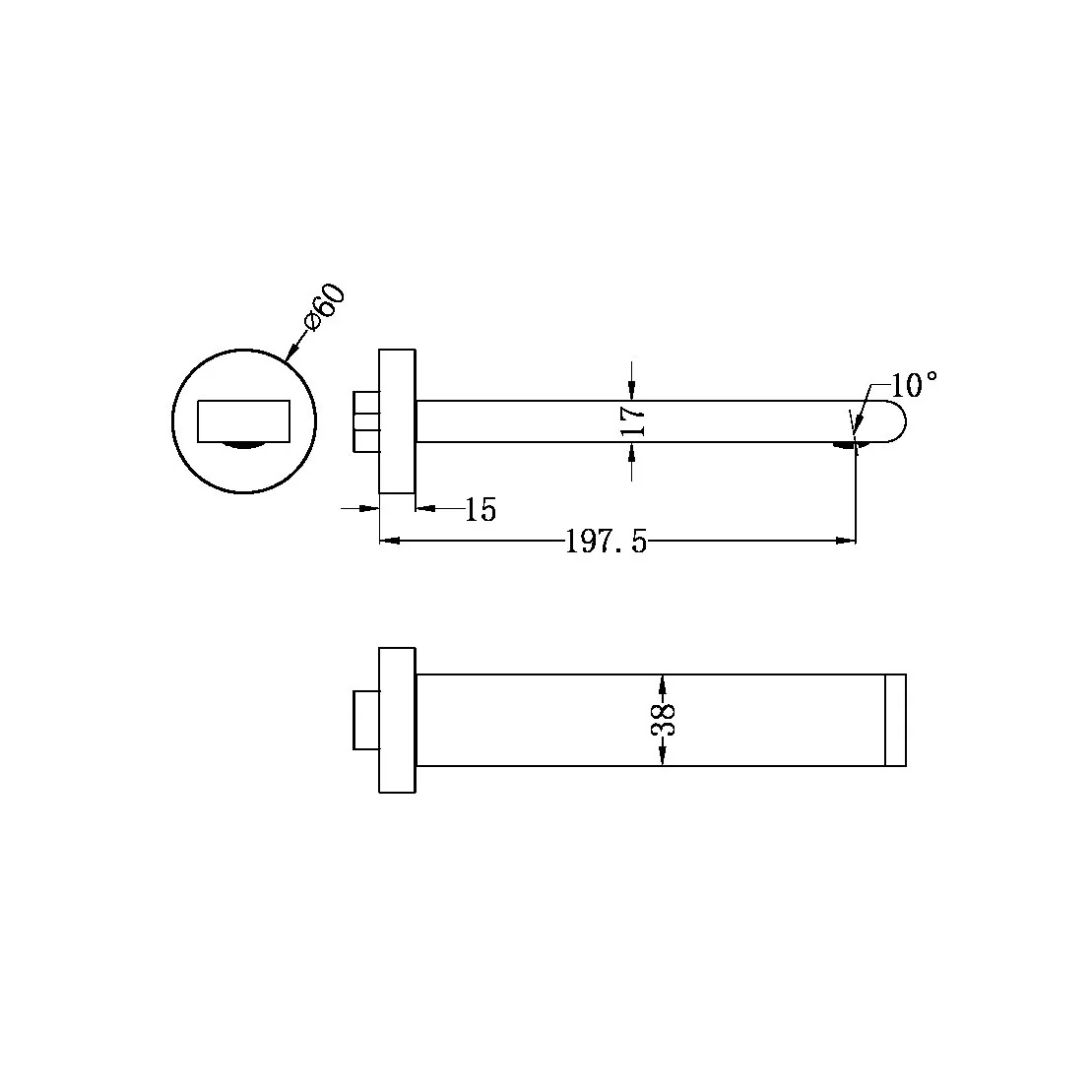 Bianca Fixed Basin/bath Spout Only 240mm - Image 8