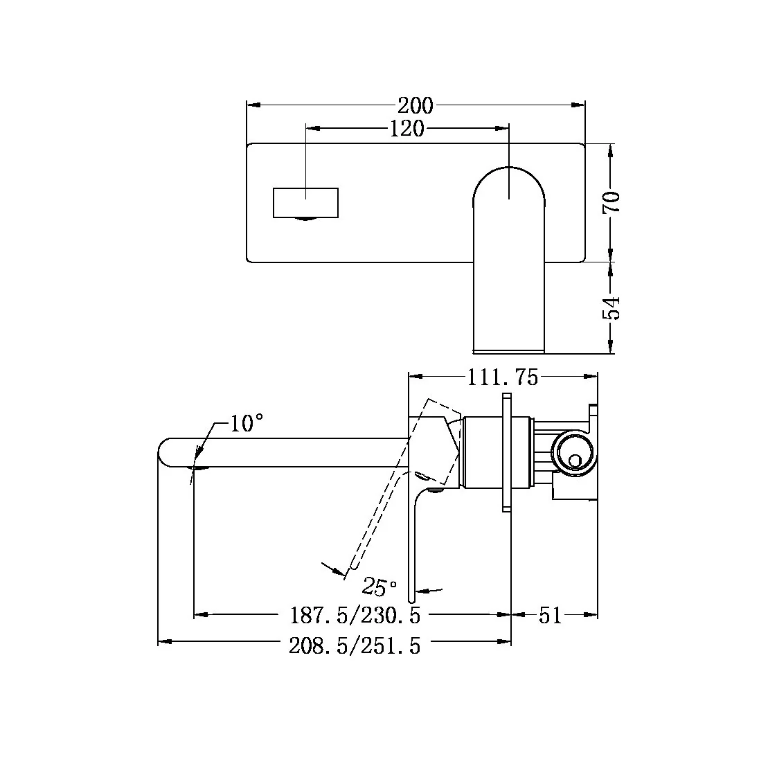 Bianca Wall Basin/bath Mixer 230mm - Image 9