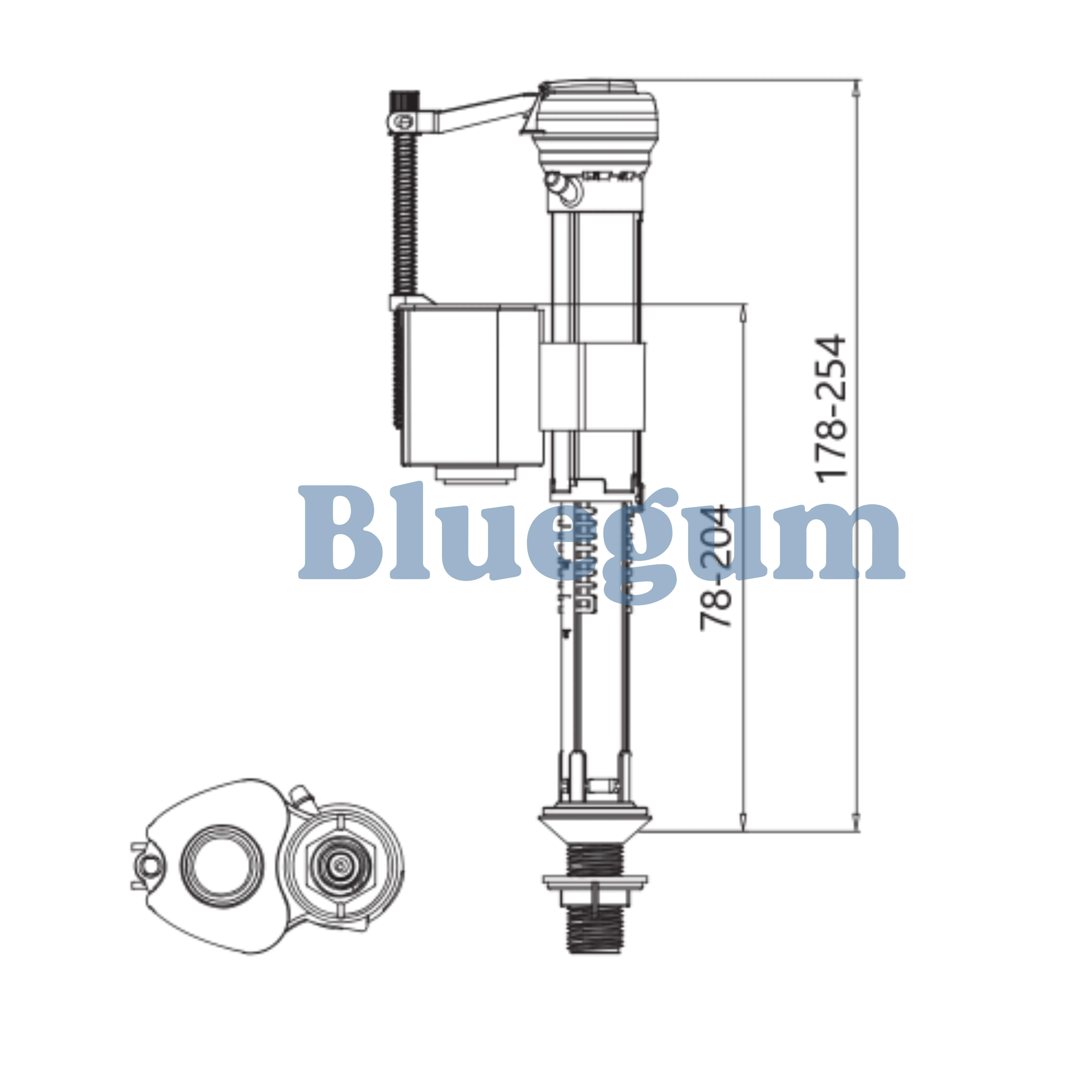 Bluegum Bottom Inlet Valve ½″ – Adjustable Height, Anti-Siphon Certified, Tool-Free Install - Image 3