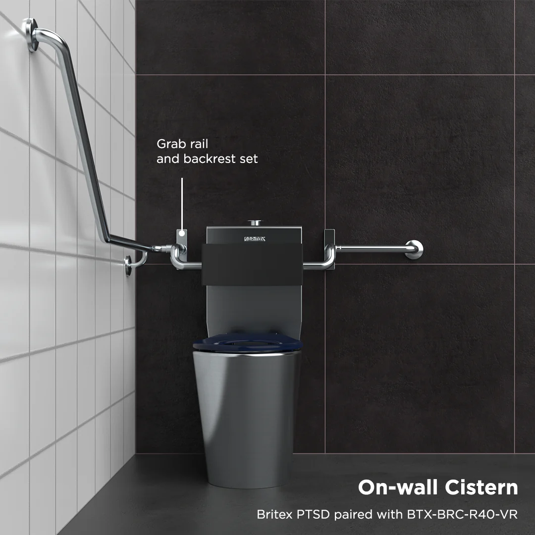 Britex Accessible Toilet Suite – AS1428 Compliant Stainless Steel Design with Dual Flush - Image 4