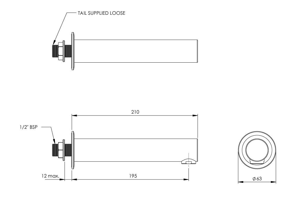 Cache Wall Mounted Fixed Bath Spout - Image 4