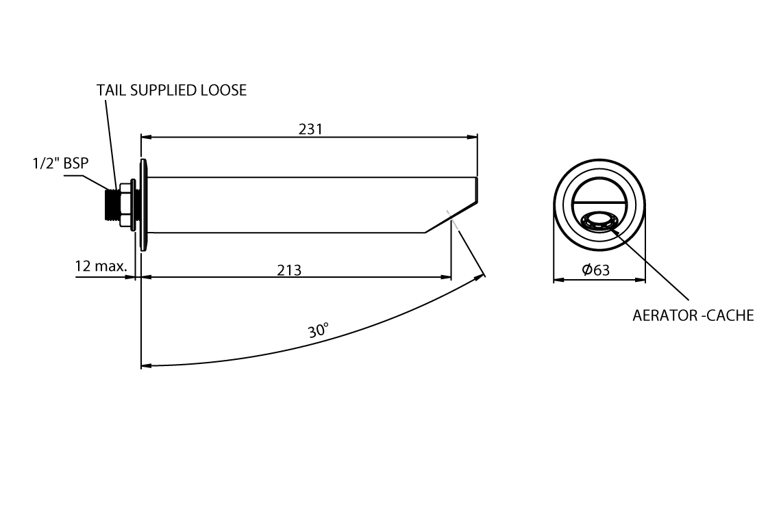Cache Wall Mounted Fixed Bath Spout - Image 6