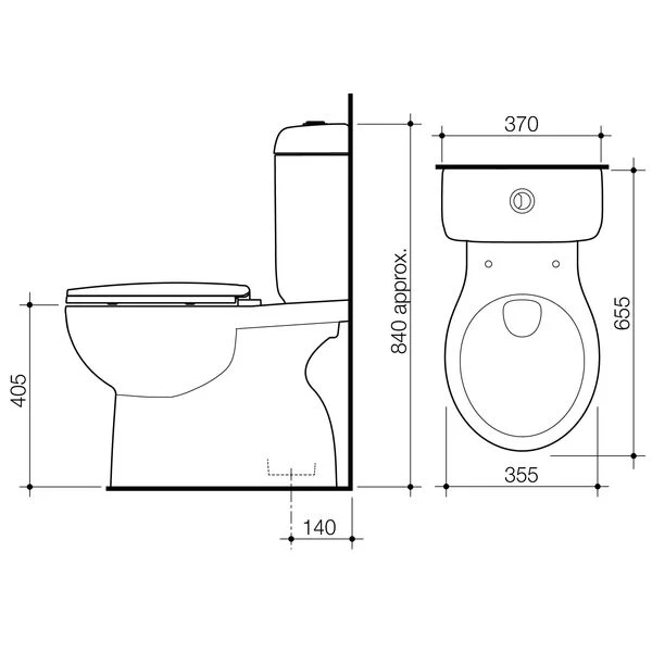 Caroma Stylus Origin Close Coupled Rimless Toilet Suite – S Trap - Image 4