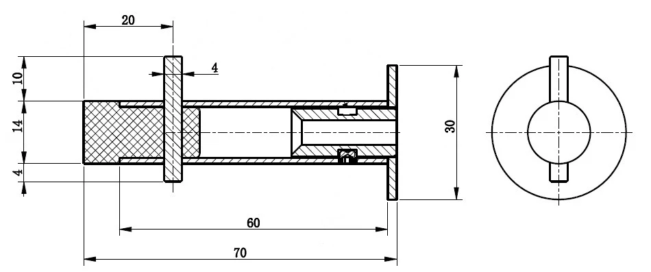 Coat Hook with Bumper - Concealed Fix in Satin Stainless Steel 30mmW x 35mm x 65mmD - Image 2