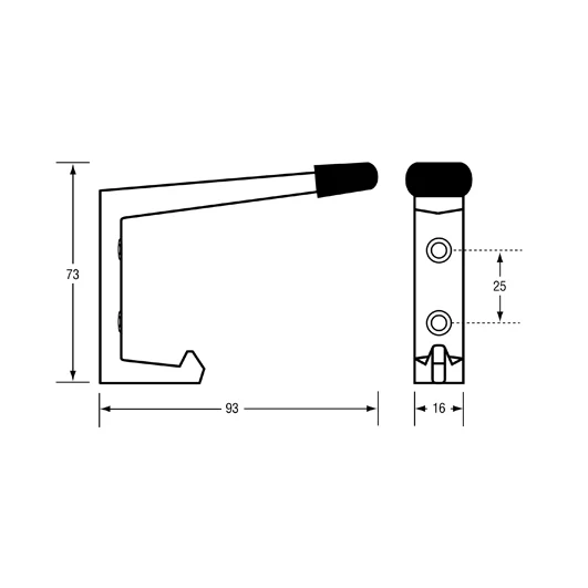 Coat Hook with Bumper in Satin Chrome Plate - Image 2