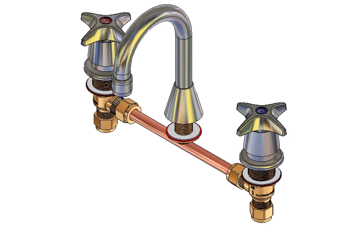 Concealed Spindle Basin Set with SP001 Fixed Spout - Image 2