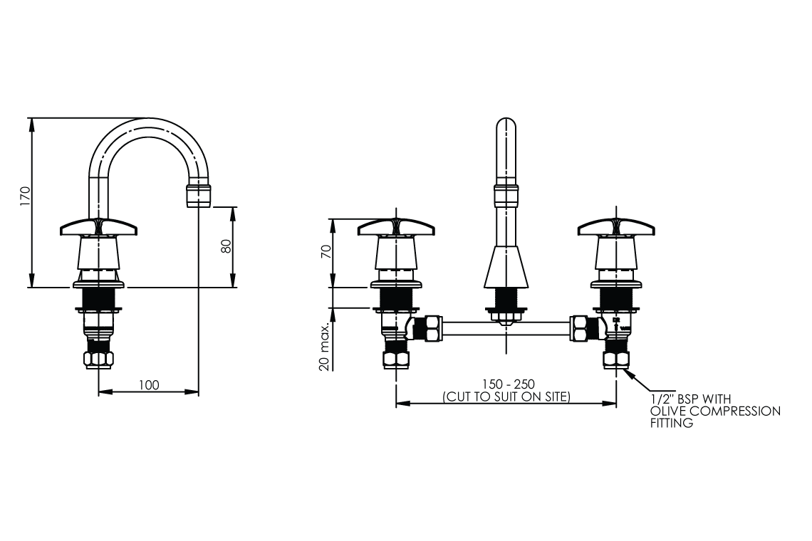 Concealed Spindle Basin Set with SP001 Fixed Spout - Image 3
