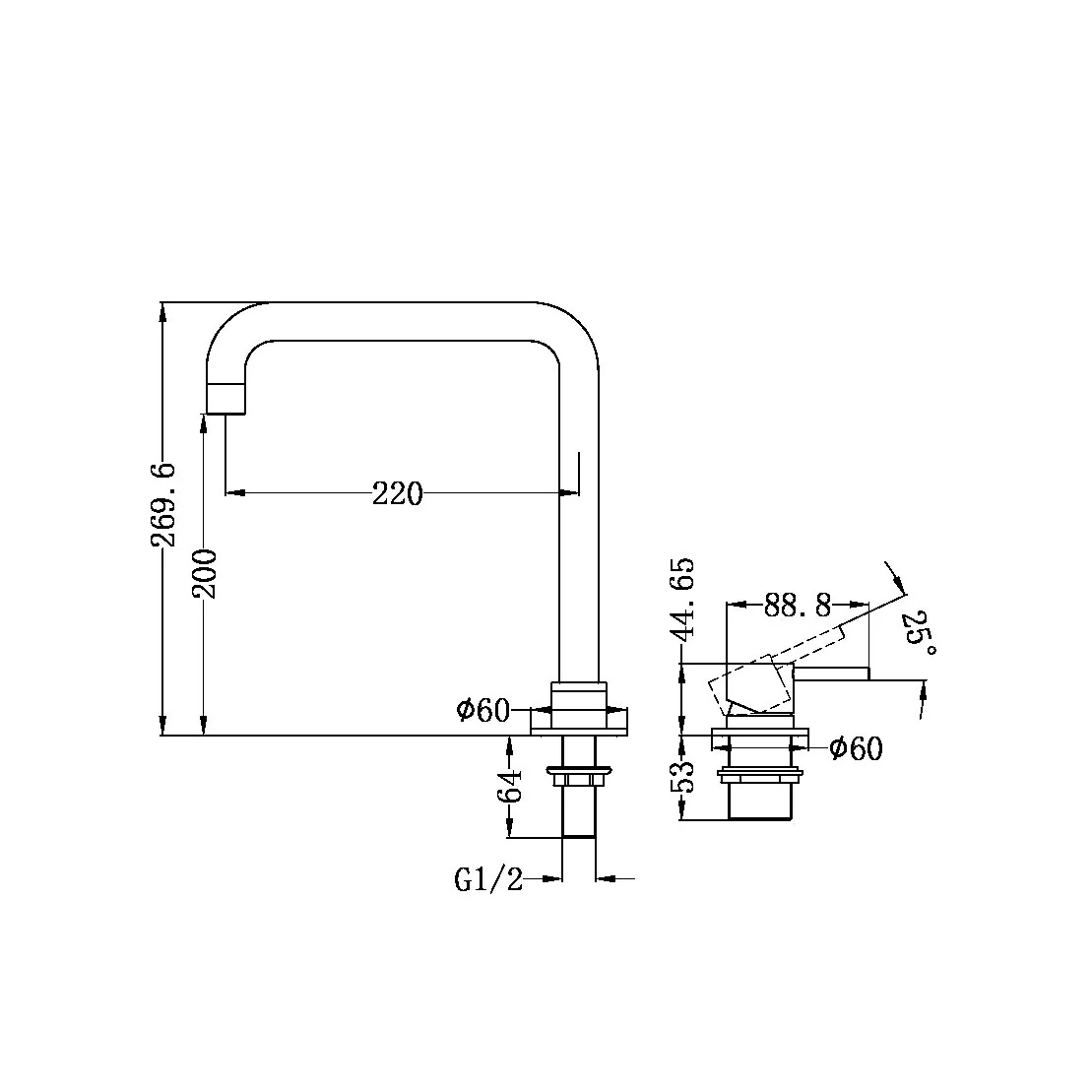 Mecca Hob Basin Mixer and Spout (Square) - Image 22