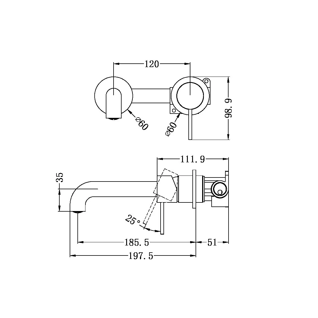 Mecca Wall Basin Mixer 185mm - Image 11