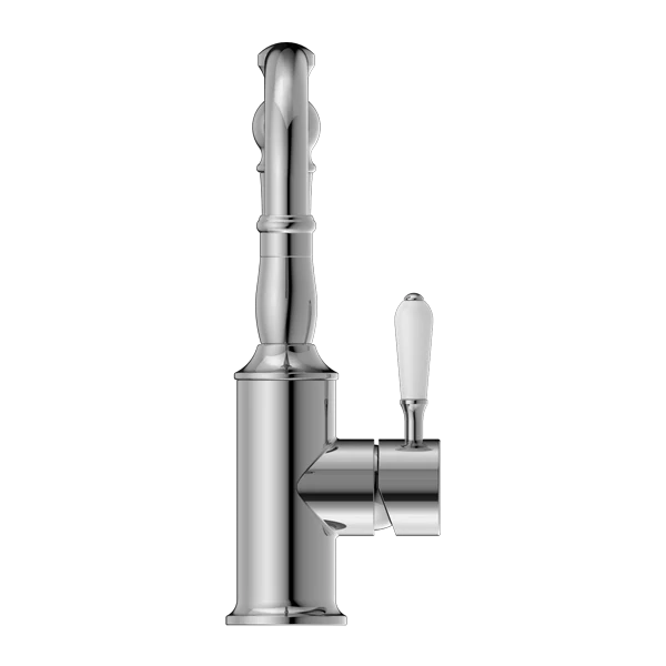 York Basin Mixer Hook Spout With White Porcelain Lever - Image 9