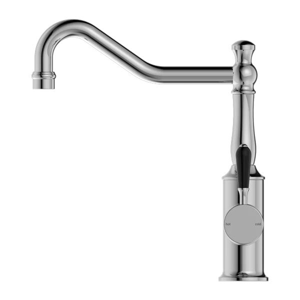 York Kitchen Mixer Hook Spout With Black Porcelain Lever - Image 2