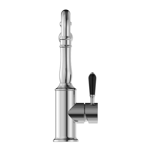 York Kitchen Mixer Hook Spout With Black Porcelain Lever - Image 3
