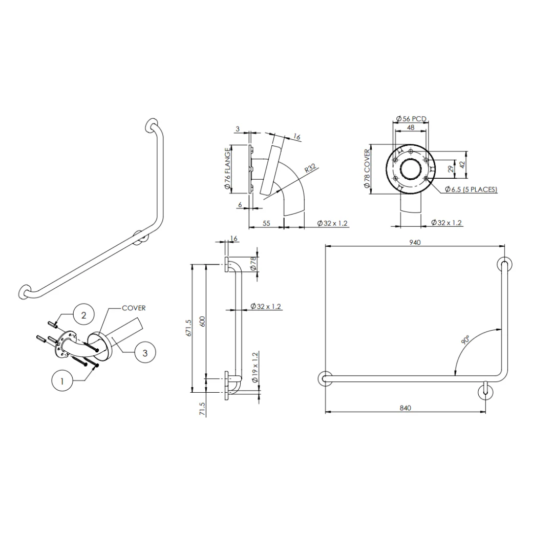 Disabled Bathroom Kit - Toilet, Backrest and Grab Rails - Image 5
