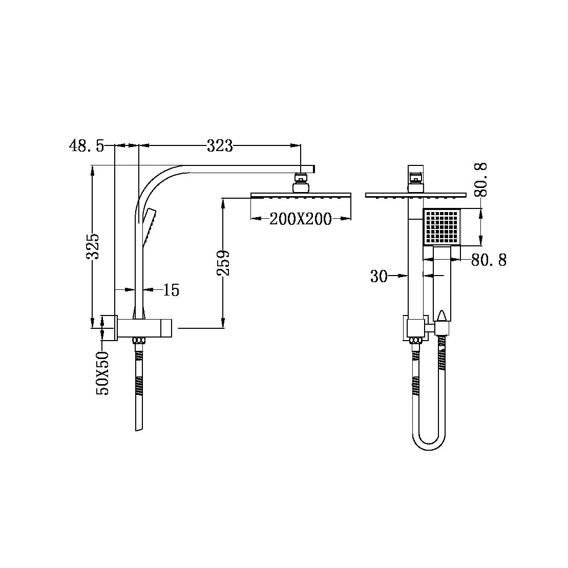 Dolce Square 2 in 1 Shower Set - Image 2