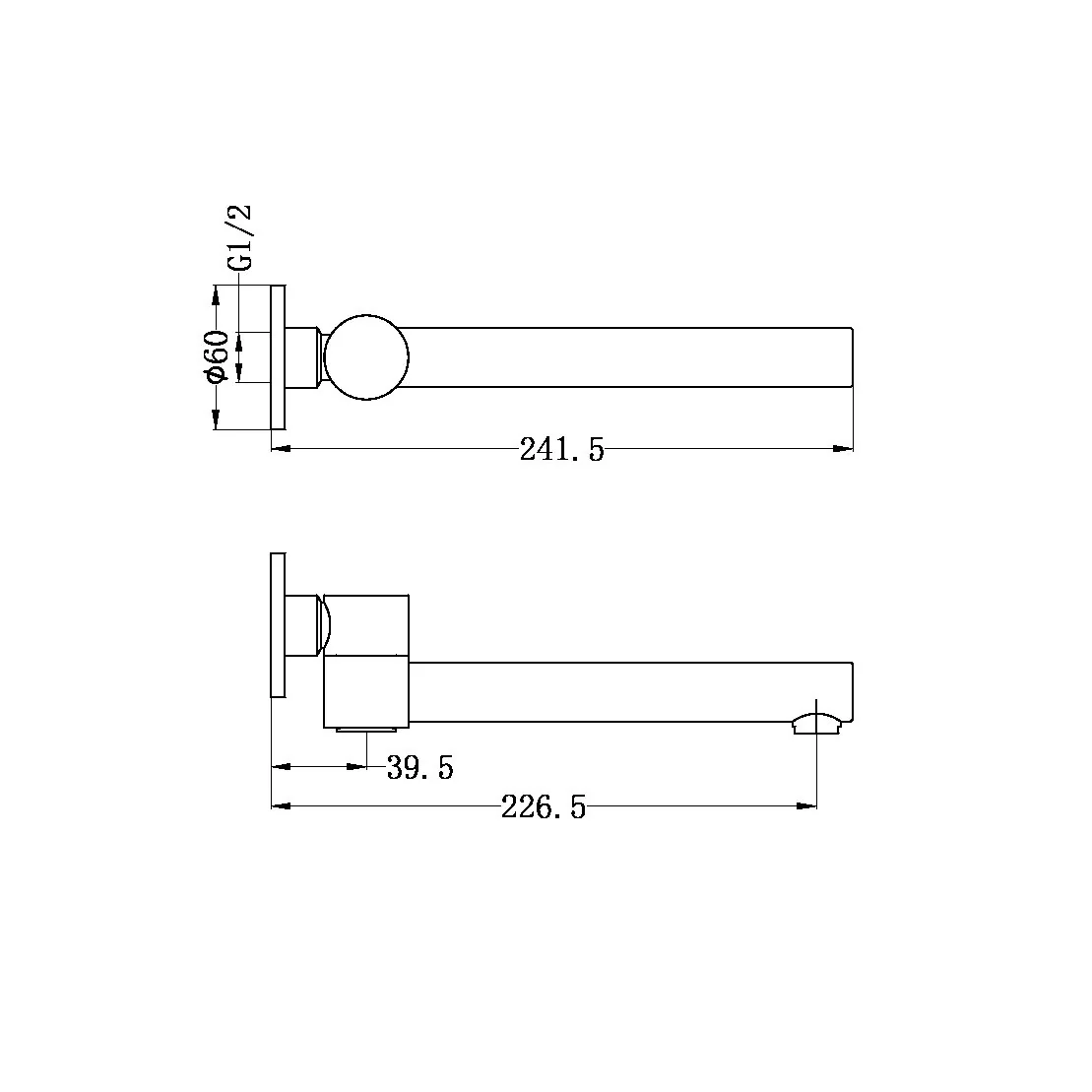 Dolce Wall Mounted Bath Spout - Image 6